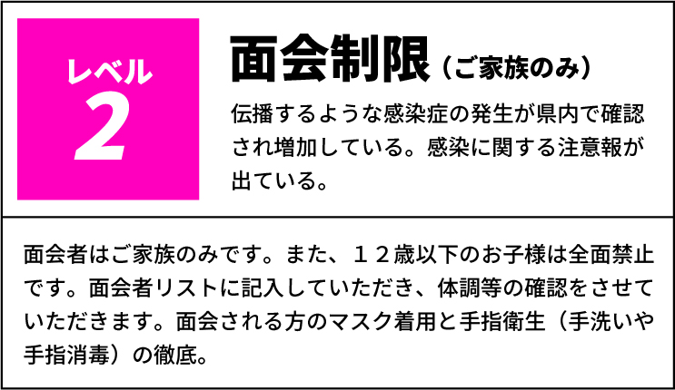 医療法人桃花会 一宮温泉病院 人工関節・スポーツ医学センター 面会制限レベル2