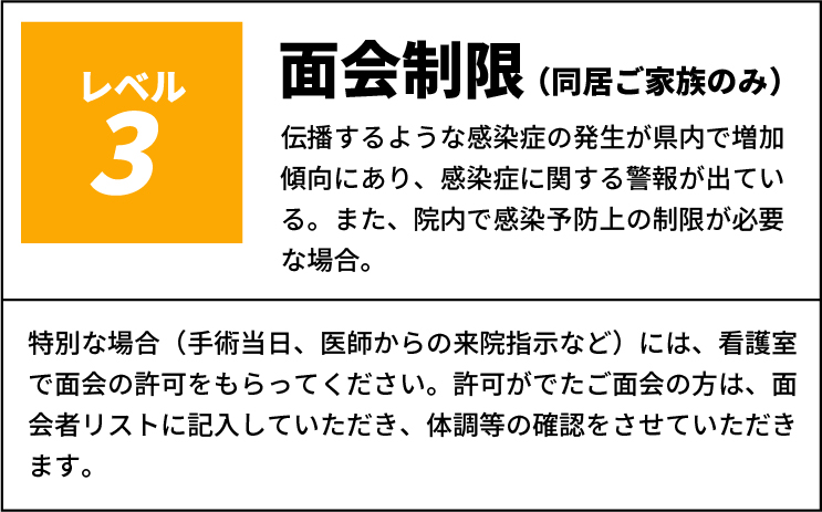 医療法人桃花会 一宮温泉病院 人工関節・スポーツ医学センター 面会制限レベル3