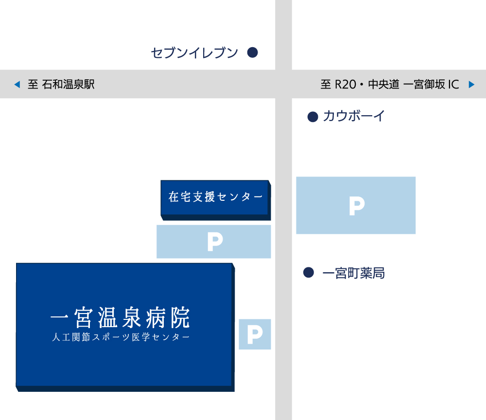 医療法人桃花会 一宮温泉病院 人工関節・スポーツ医学センター 駐車場のご案内